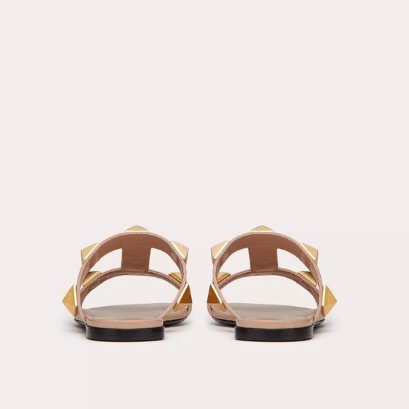VALENTINO FLAT ROMAN STUD CALFSKIN SLIDE SANDAL - Picture 5 of 13